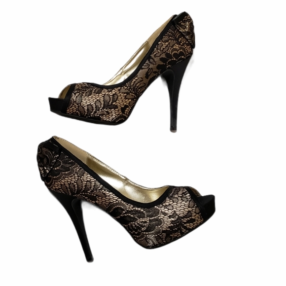 Steve Madden Peek-Toe Lace Overlay Heels - Picture 6 of 15